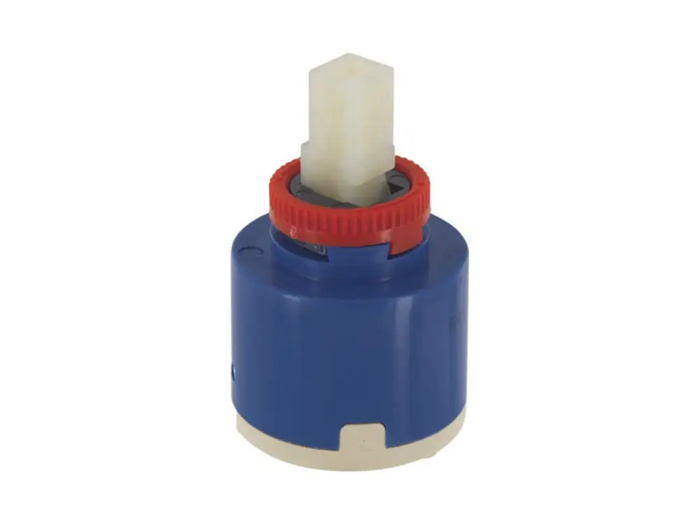 Ideal Standard Kartusche mit rotem Drehknopf und seitlichem Anschluss, geeignet für die Regulierung der Wassertemperatur in modernen Armaturen.